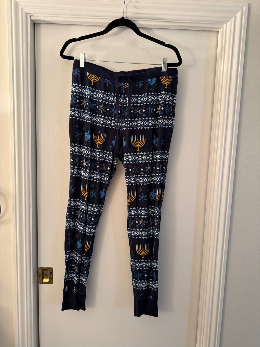 Hanna Andersson Navy Blue Menorah Hanukkah Jogger Leggings